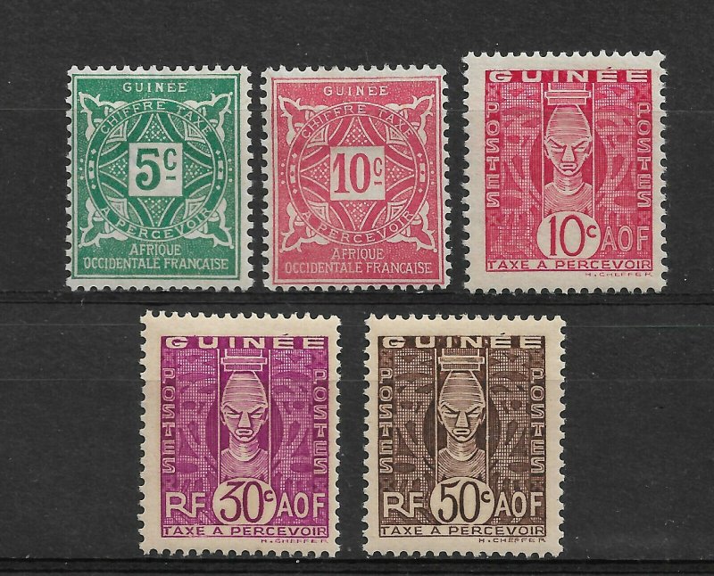 French Guinea 1914/38, Lot of 5 Postage Due Stamps,VF MH*OG (RONPAT-5) 