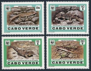 Cape Verde 491-494,495 ab sheet, MNH. Michel 500-505 Bl.10. WWF 1986. Lizards.