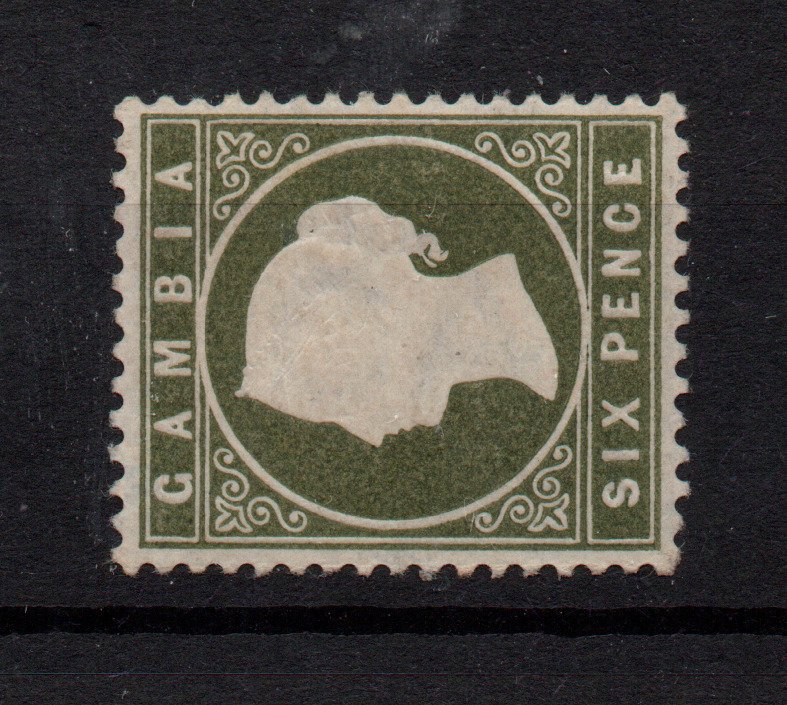 Gambia QV 6d deep bronze green sideways WMK LHM SG33C WS36220