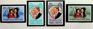 TURKS & CAICOS ISL. Sc 257-8+286-7 NH ISSUE OF 1973 - ROYAL FAMILY