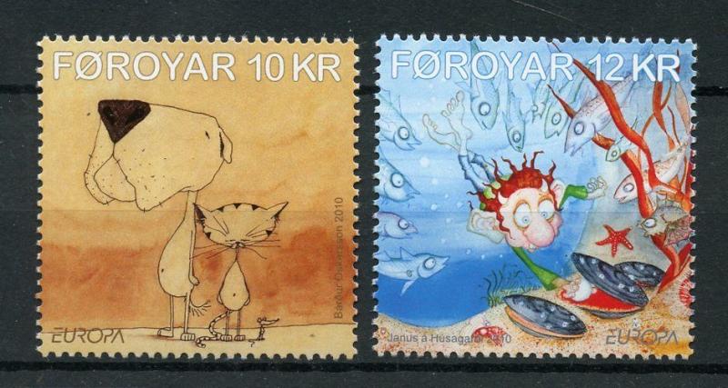 Faroes Faroe Islands 2010 MNH Children's Books Europa 2v Set Cats Dogs Stamps