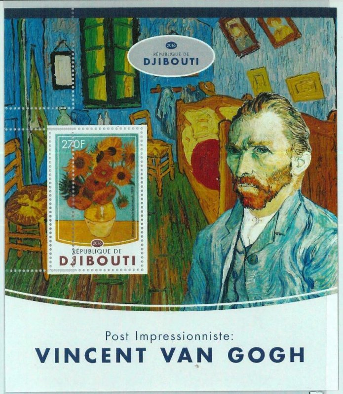 A0448 - DJIBOUTI - ERROR MISSPERF stamp SHEET - 2016  Art  VINCENT VAN GOGH