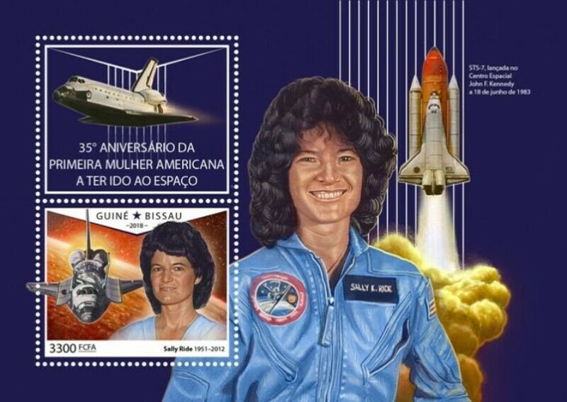 Guinea-Bissau - 2018 Sally Ride - Stamp Souvenir Sheet - GB18610b