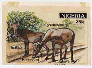 Nigeria 1984 Nigerian Wildlife - original hand-painted ar...