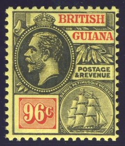 British Guiana 1913 KGV 96c black & vermilion/lemon superb MNH. SG 269b.