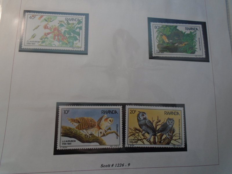 Rwanda   Birds  J J  Audubon  #   1226-29  MNH