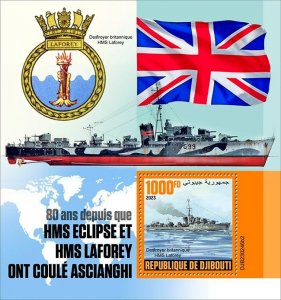 DJIBUTI - 2023 - HMS Eclipse & Laforey - Perf Souv Sheet #2 - Mint Never Hinged