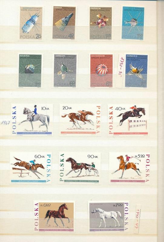 Poland 1966/67 Sport Art Birds Space Horses MNH (Appx 70+Stamps) (KR 485