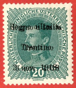 [mag835] ITALY TRENTINO 1918 Sc#N44a VAR double surcharge Signed Pascal Scheller