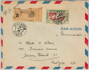 45116 - AOF  NIGER -  POSTAL HISTORY: REGISTERED COVER from Madaoua to USA 1948