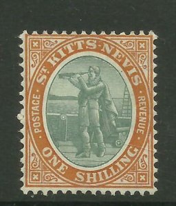 ST.KITTS & NEVIS 1909 Sg 20, 1/- Grey-Green & Orange, LM/Mint.  {AV1000-88} 