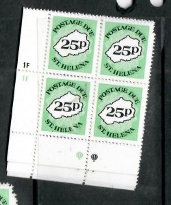 ST HELENA  (PP1305B)  POSTAGE DUE  SC J1-6  LL PLATE  BL OF 4    MNH
