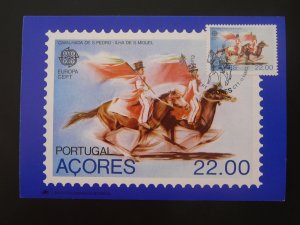 horse folklore Europa maximum card Portugal Azores 1981 (50% discount possible)