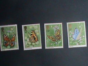 GREAT BRITAIN-1981-SC#941-4-COLORFUL-BEAUTIFUL-LOVELY BUTTERFLY MINT STAMP SET