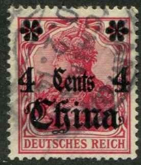 German Offices China SC# 49 China and 4 Cents 4  o/p on issue of Germany Used