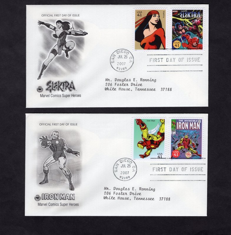 4159a-t Marvel Comics, set/10 FDC PCS addressed