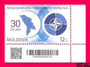 MOLDOVA 2024 Moldova-NATO Partnership for Peace 30th Annivers Map Emblem 1v MNH