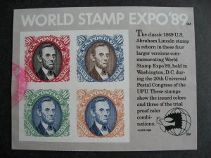 USA World Stamp Expo 89 souvenir sheet used Sc 2433, check it out!