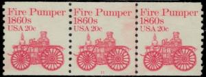 US #1908 20c Pumper  plate 11, VF/XF mint never hinged, strip of 3,   VERY FR...