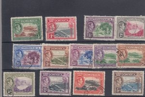 #97 - 109 short set CV $46 George VI to 5/ nicely cancelled DOMINICA