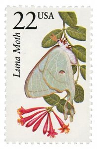 1987 22c Luna Moth, North American Wildlife Scott 2293 Mint F/VF NH