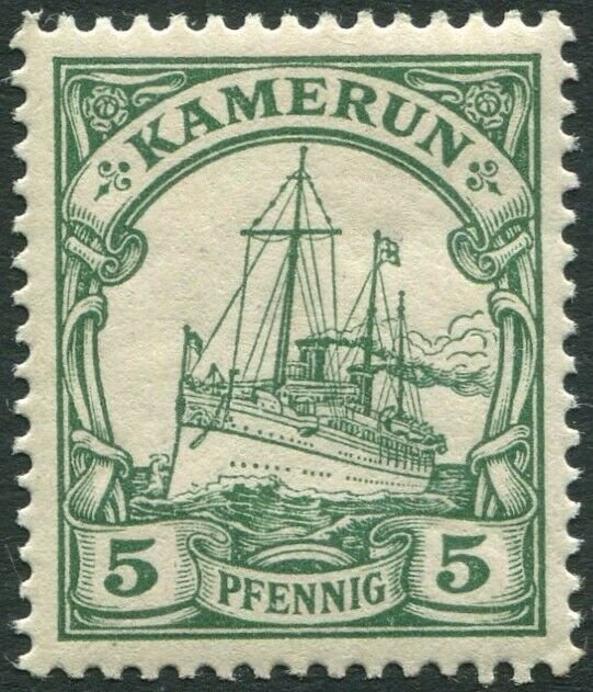 CAMEROUN-1900-11 5pf Green no watermark Sg K8 MOUNTED V36322