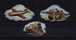 Lot of 3 Military Stamps - Airplane, Artillery & Tank - MH