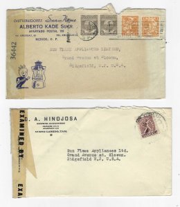 2 MEXICO WW2 CENSORED LTRS FREE SHIP