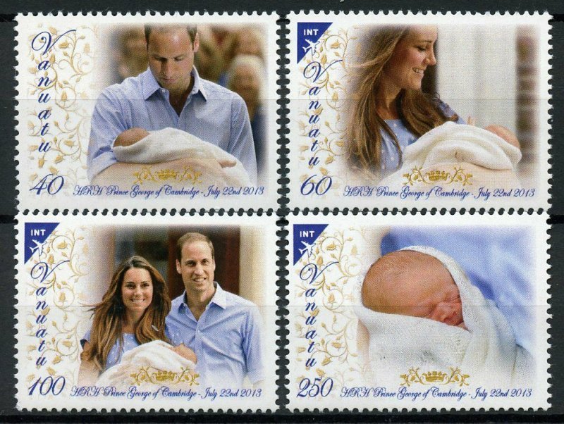 Vanuatu Royalty Stamps 2013 MNH Prince George Royal Baby William & Kate 4v Set 