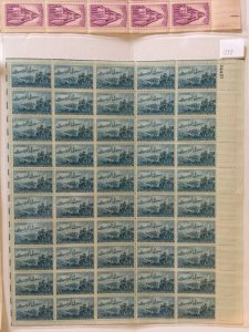 US,999,1001,1000,1074,1088,1087,MNH VF,6 FULL SHEETS,1950'S COLLECTION
