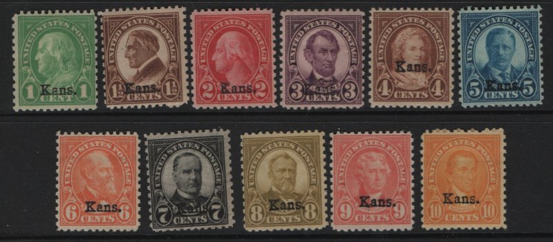 US 658-668 MNH KANSAS SET 1929,  11 STAMPS