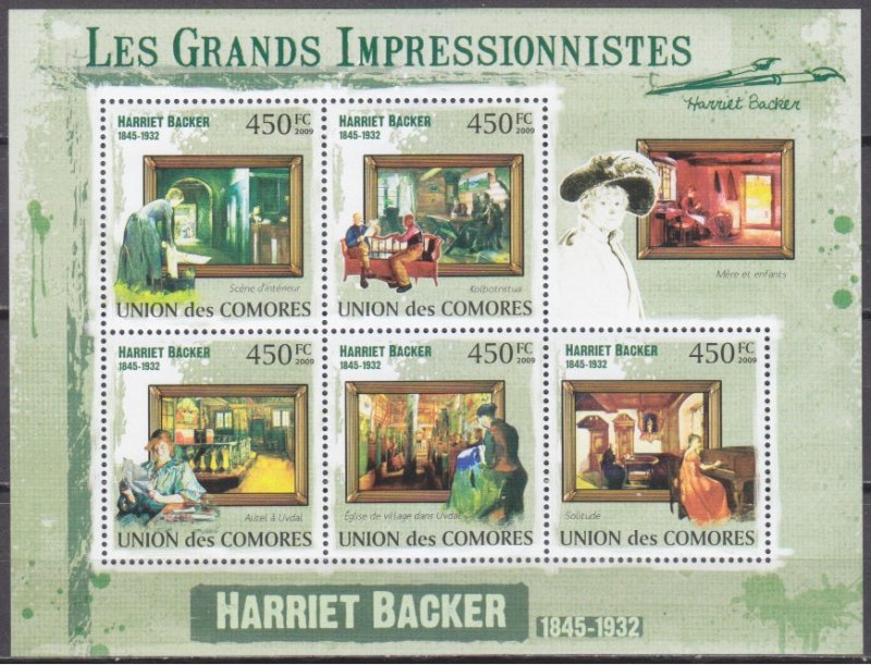 2009 Comoros Islands 2525-29KL Painting / Harriet Backer 10,00 €