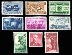 1955 Year Set of 9 Commemorative Stamps Mint NH - Stuart Katz