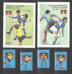 B0308 Antigua & Barbuda Football World Cup Italy 1990 #1252-5 2Bl+1Set Mnh