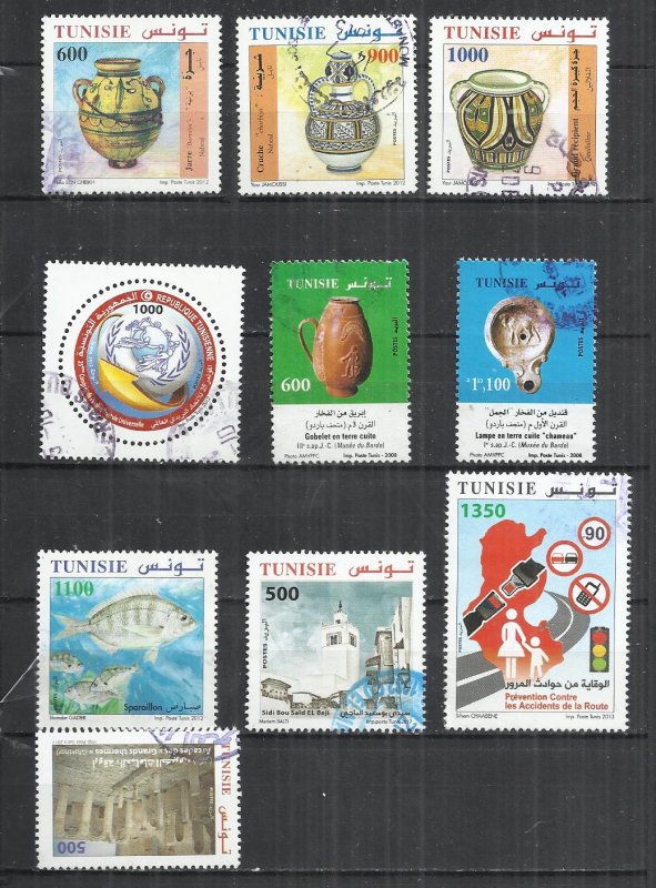 10 STAMPS AT A TIME - TUNISIA - POSTALLY USED