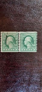 US Scott #490; used pair from 1916. Fine centering