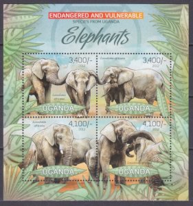 2012 Uganda 2969-2972KL Fauna - Elephants 13,00 €