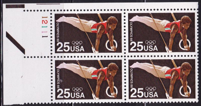 United States 1988 Summer Olympics, Seoul Korea Plate Number Block (4) VF/NH