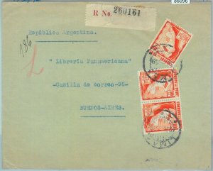 86096 - PERU - POSTAL HISTORY -  REGISTERED COVER to  ARGENTINA 1939