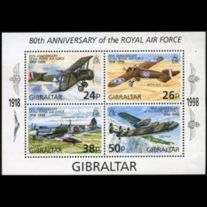 GIBRALTAR 1998 - Scott# 759 S/S RAF Planes NH