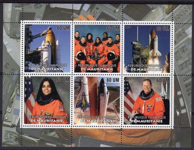 Mauritania 2003 SPACE COLUMBIA DISASTER Sheet Perforated Mint (NH) #2