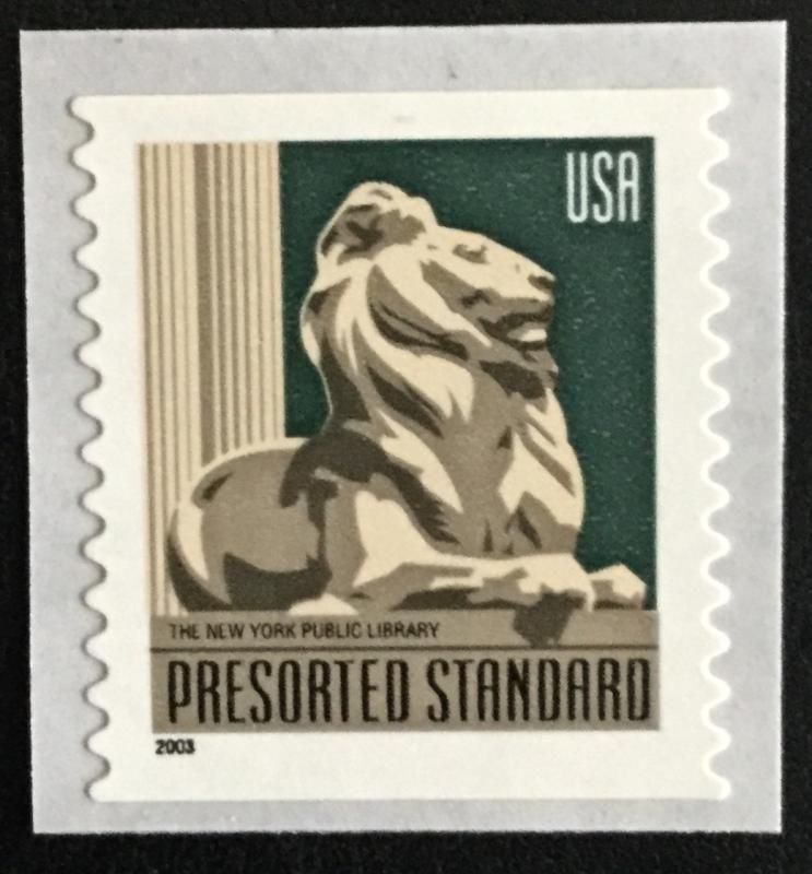 US #3447a MNH Coil Single NYPL Lion SCV $.20