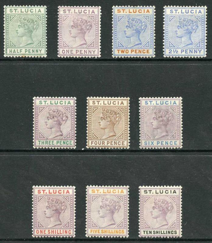 St Lucia SG43/52 Die 2 set of 10 (1/2d tone spot) M/Mint