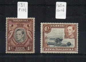 Kenya, Uganda and Tanganyika 1938 1c, MHN and 1942 1s, MLH