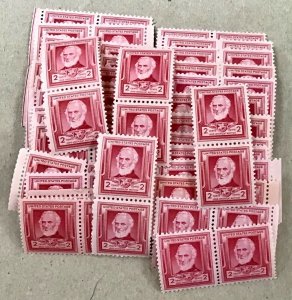865.John G. Whittier. Famous Amer Series 100 MNH 2 cent stamps FV $2.00 1940