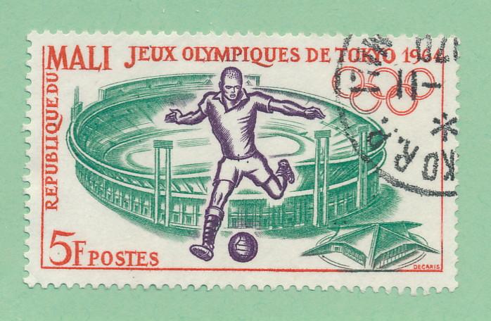   Mali 1964 Scott 61 used - 5fr, Soccer player, 18th Olympic