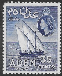 ADEN SG57 1958 35c DEEP BLUE MTD MINT