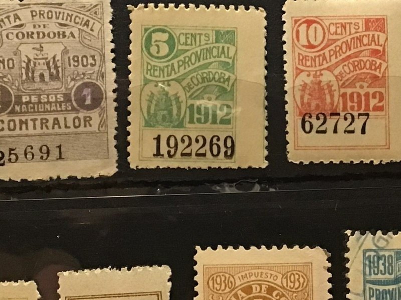 Renta Provincial de Cordoba vintage  Revenue stamps Ref 58988
