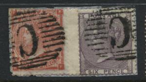 GB Used Abroad 1856 6d & 1862 4d on piece both struck by Constantinople Cs