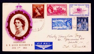 NZ Wellington 1953 Coronation Set Sc 280-284 FDC